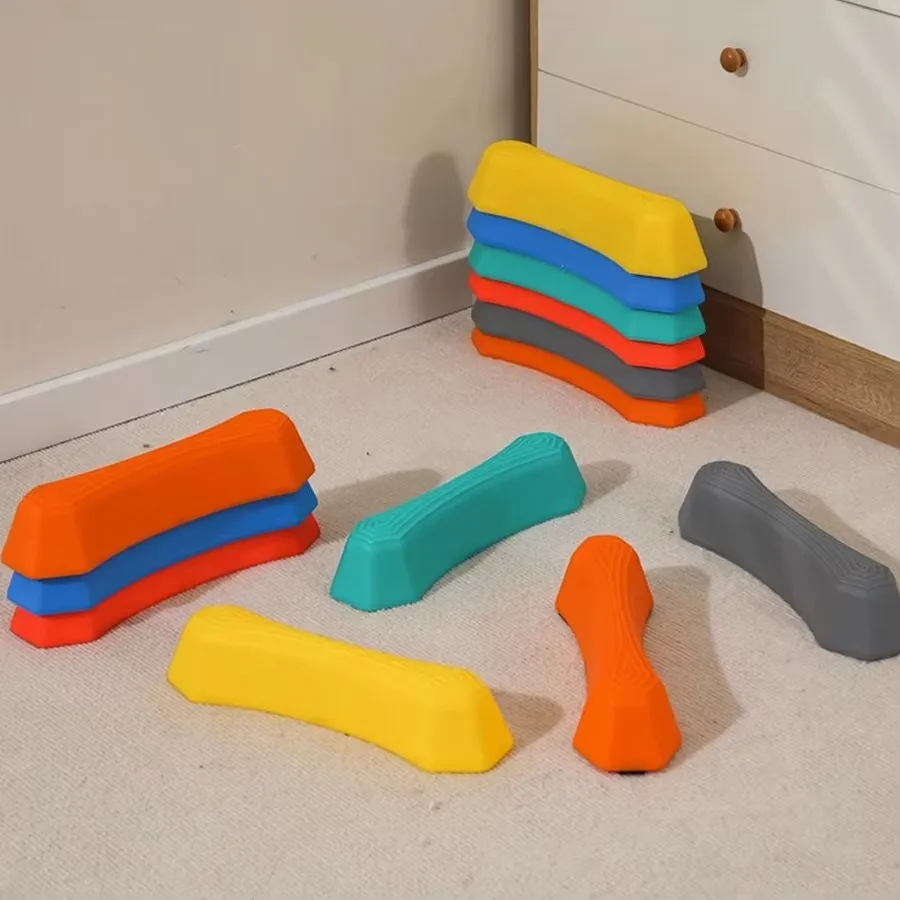 أحجار قوس قزح مضحكة للأطفال غير قابلة للانزلاق أحجار خطوات حسية محكمية دورة عقبة محمولة للعب في الأماكن المغلقة والخارجية #2