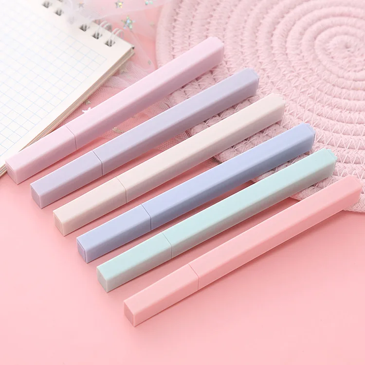 

6Pcs/set Morandi Highlighter Pen Cute Stationery Soft Head Color DIY Photo Album Pen Student's Key Marking Pen