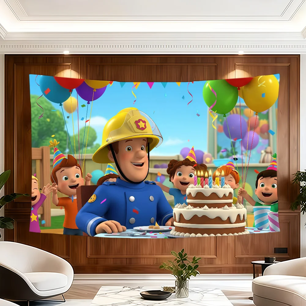 Cartoon F-Fireman S-Sam-S flag Room Decoration Wall Tapestry Hanging Aesthetic Bedrooms Advertising Banner