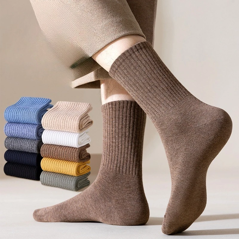 1/5 Pairs 95% Combed Cotton Socks Men Business Dress Long Socks Soft Breathable Spring Summer Colorful Sock For Man 5Pairs/Lot