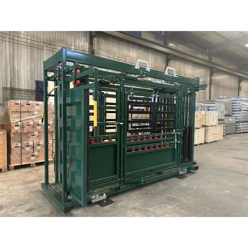 High Strength Steel Livestock Squeeze Chute Adjustable Cattle Crate for Ranch Use