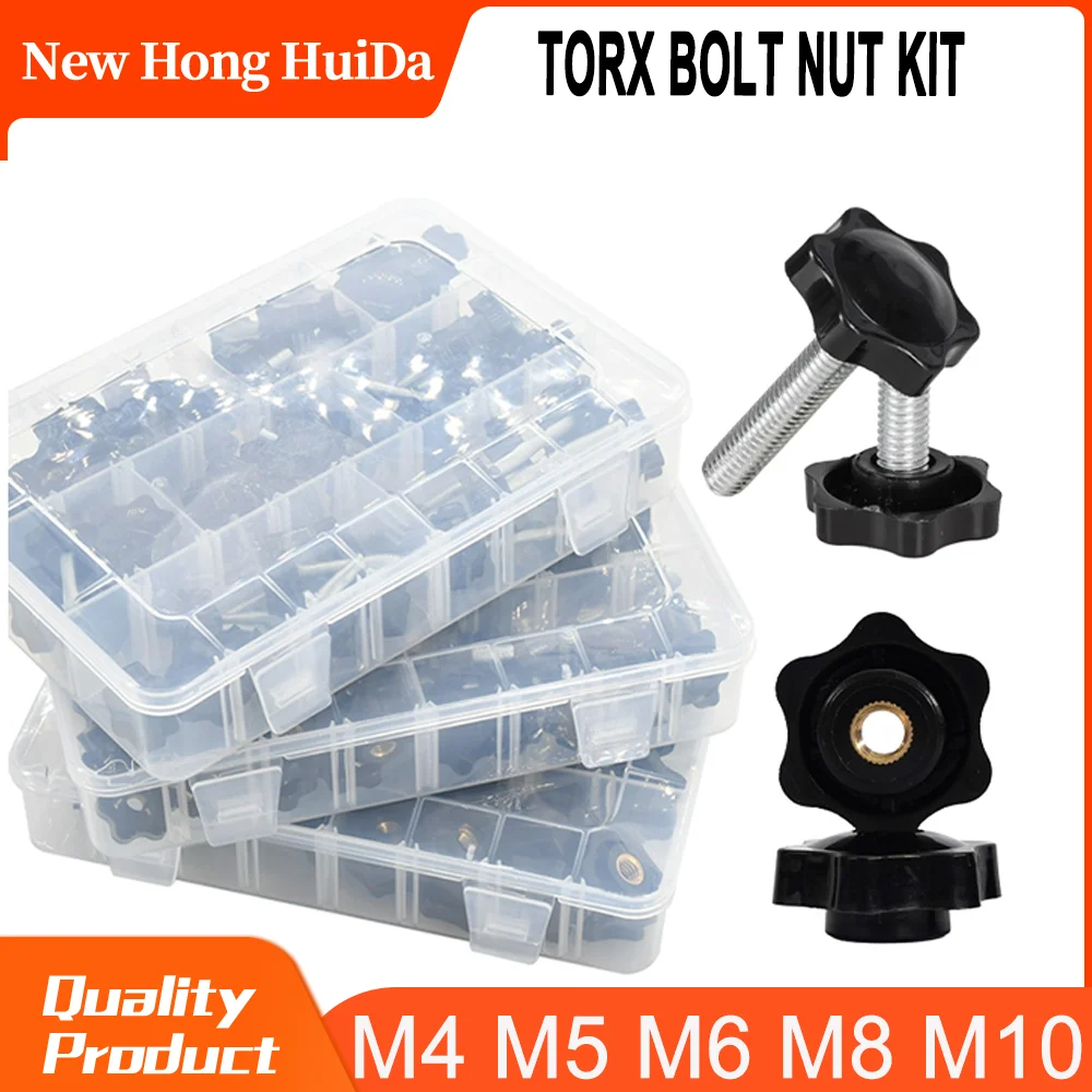 

M4 M5 M6 M8 M10 Plastic Handle Clamping Bolts Nuts Kits Stainless Steel Thumb Screws Hand Knob Fastening Industry Equip Bolt