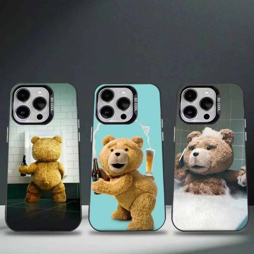 

T-Teddy Bear Cartoon Ted Phone Case For iPhone 17,16,15,14,13,12,11,Pro,Max,Plus,E,Air,Mini Black Tpu Cover