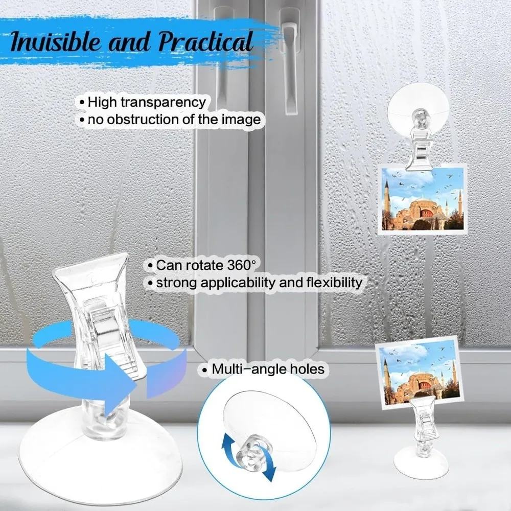 Durable Plastic Suction Cup Clip 360° Rotatable Clear Price Tag Holder Supermarket Price Clip Aquarium