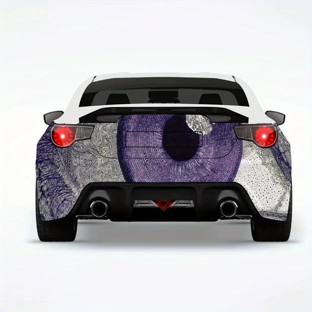 ملصق سيارة بعين أرجوانية مع رموز غامضة، ملصق فينيل لخلف السيارة، ملصقات فينيل ذاتية اللصق مقاومة للماء لسيارة تاي #1