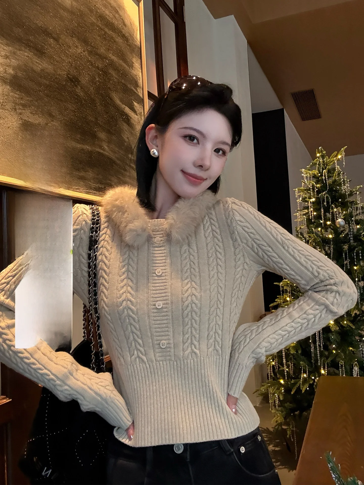 

Jiang Wen Turtlene Twist Knitwear Slim Fit Pure Color Top Winter New Sle Ins Sle Qian Color Long Sve Women's Sweater