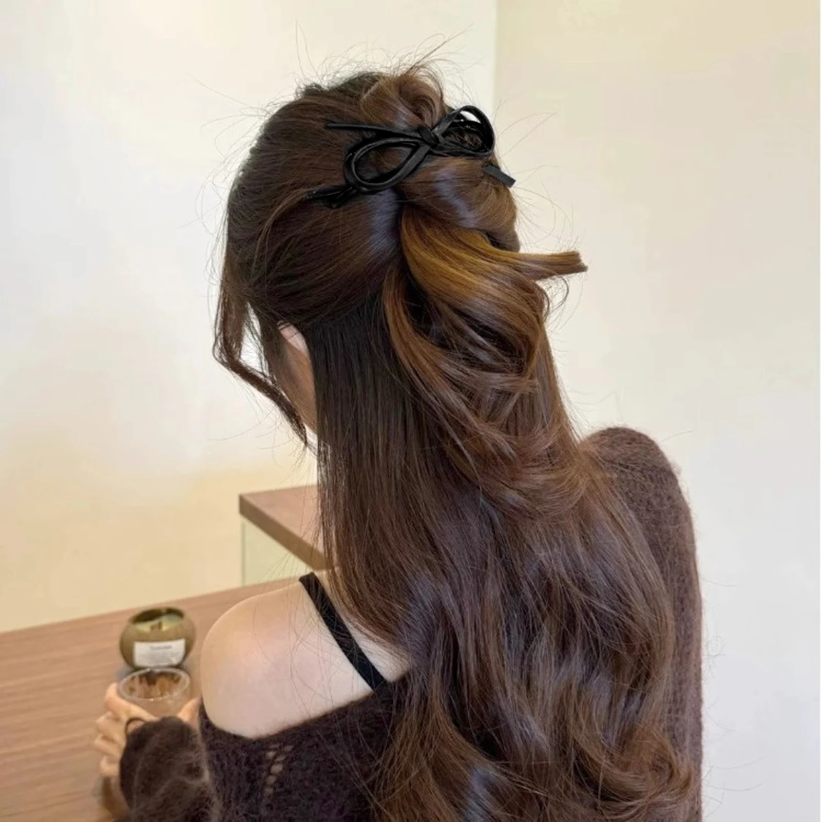 Koreanischer Stil Haarspange mit Drehverschluss, Kunstleder-Schleifenknoten für Damen, Vintage-Elegante Haarklammer für Party-Haaraccessoires – Detail 6