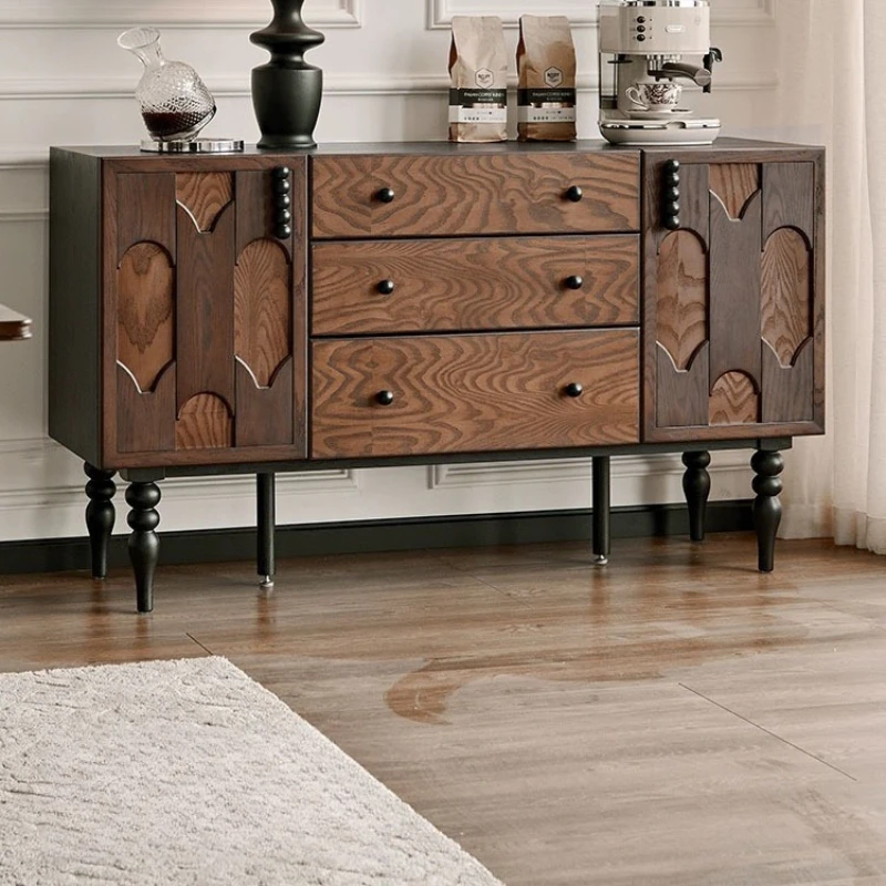 

Nordic solid wood dining side cabinet retro American entrance cabinet French wind storage cabinet