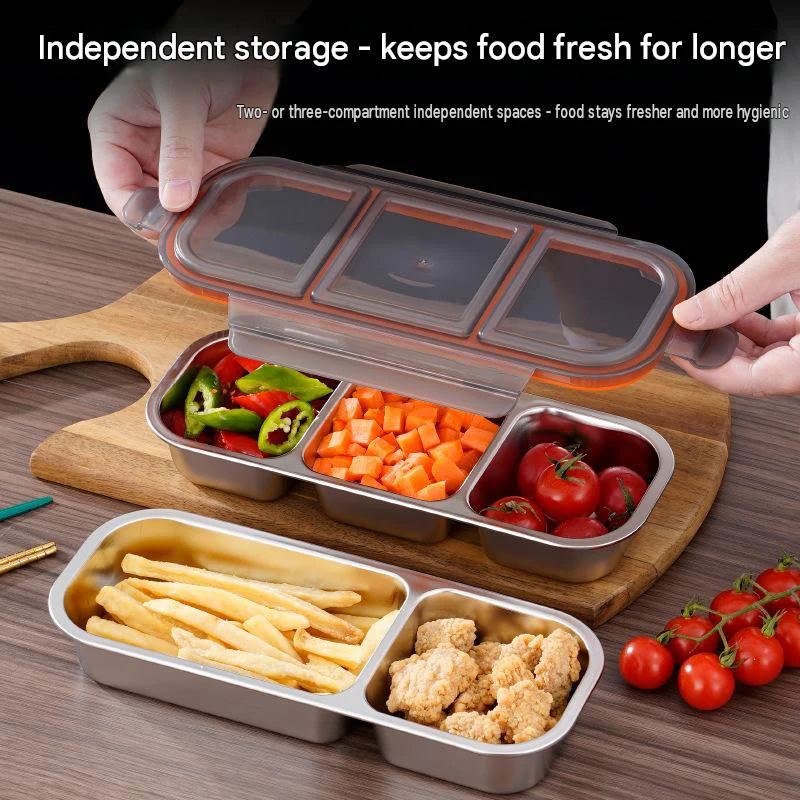 Food Grade 304 Stainless Steel Mini Compartment Lunch Box for Light Meals Specifically for Weight Loss Control Microwaveable