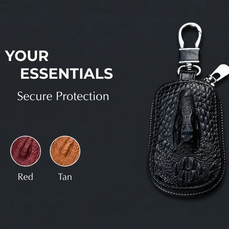 

2026 New Model Fashion Mini Men'S Leather Car Key Case Zipper Bag Large Capacity Key Wallet Organizer