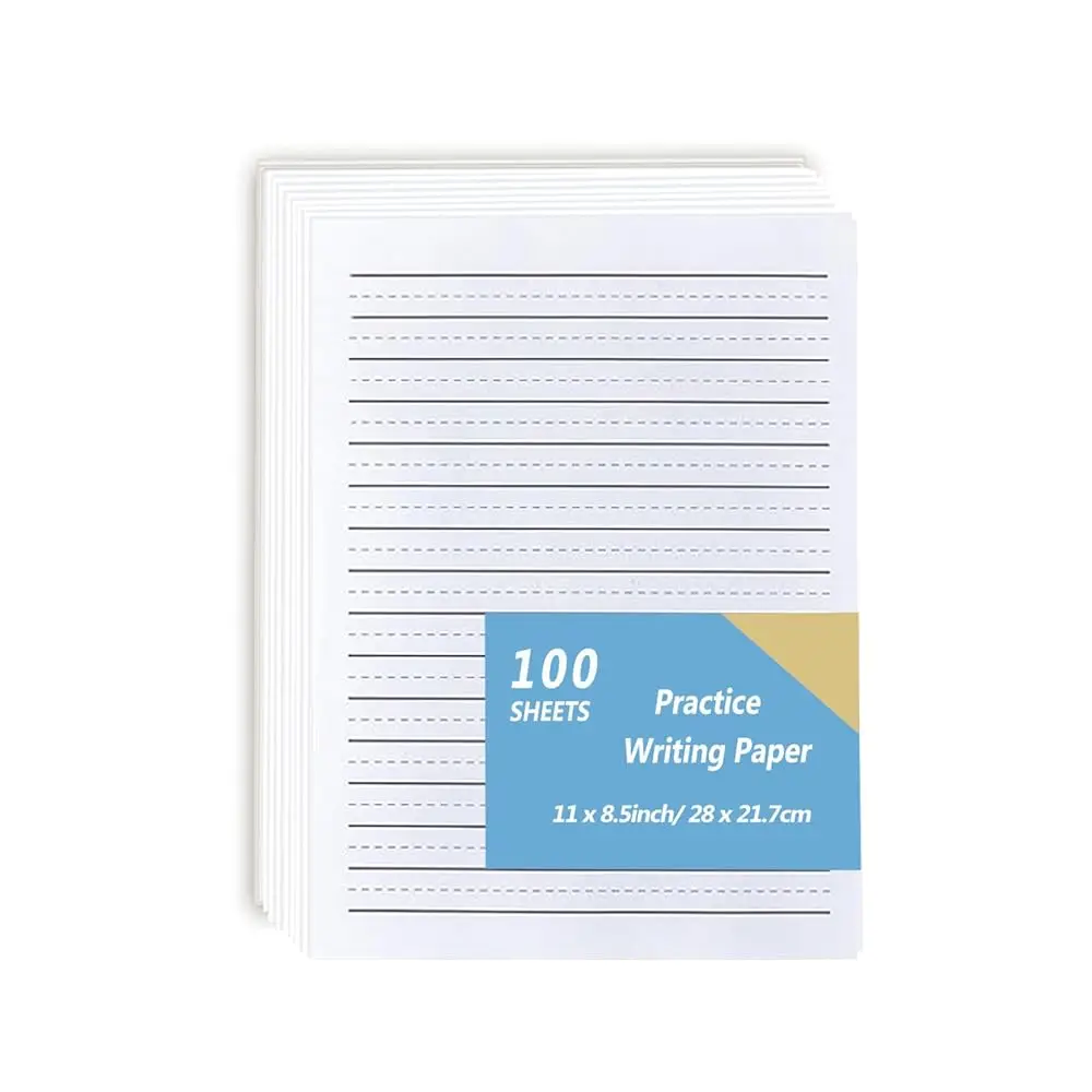 

Handwriting Paper Kindergarten for Kids, Ruled Practice Writing Paper for Kids, 100 Sheets, 100gsm White Writng Papers, 8.5 x