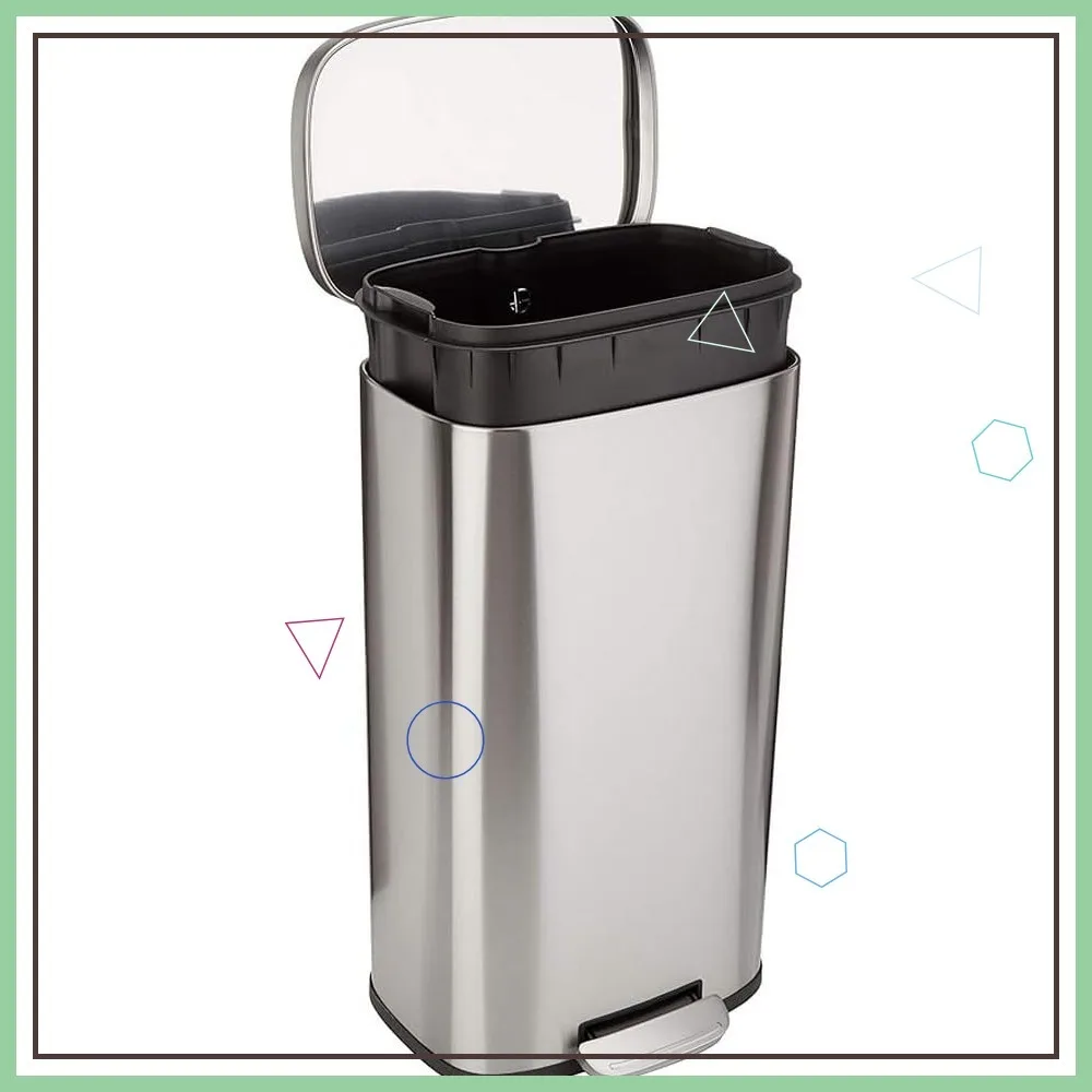 

Stainless Steel Trash Can with Soft-Close Foot Pedal, 30L/7.9G, Smudge Resistant, Satin Nickel Finish