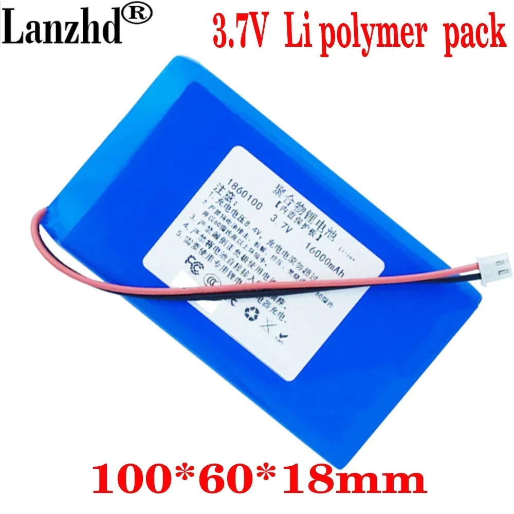 1-10ชิ้น Li-แบตเตอรี่โทรศัพท์ลิเธียมโพลิเมอร์3.7V 16000มิลลิแอมป์ baterai litium แบตเตอรี่โทรศัพท์สำหรับมือถือแหล่งจ่ายไฟไฟ LED