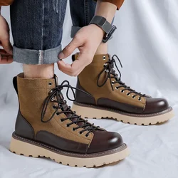 Leather Boots Men Brand Comfortable Retro British Style Fashion Ankle Boots