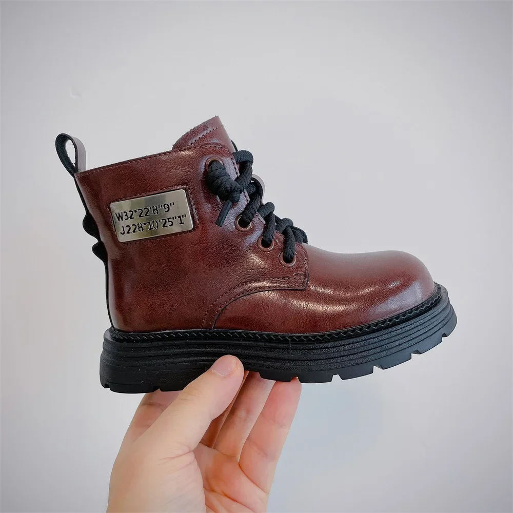 

Winter Boots Children Casual Shoes Leather Waterproof Plush Boots Kids Snow Boots Girls Boys Warm Fur Boot Fashion Sneakers