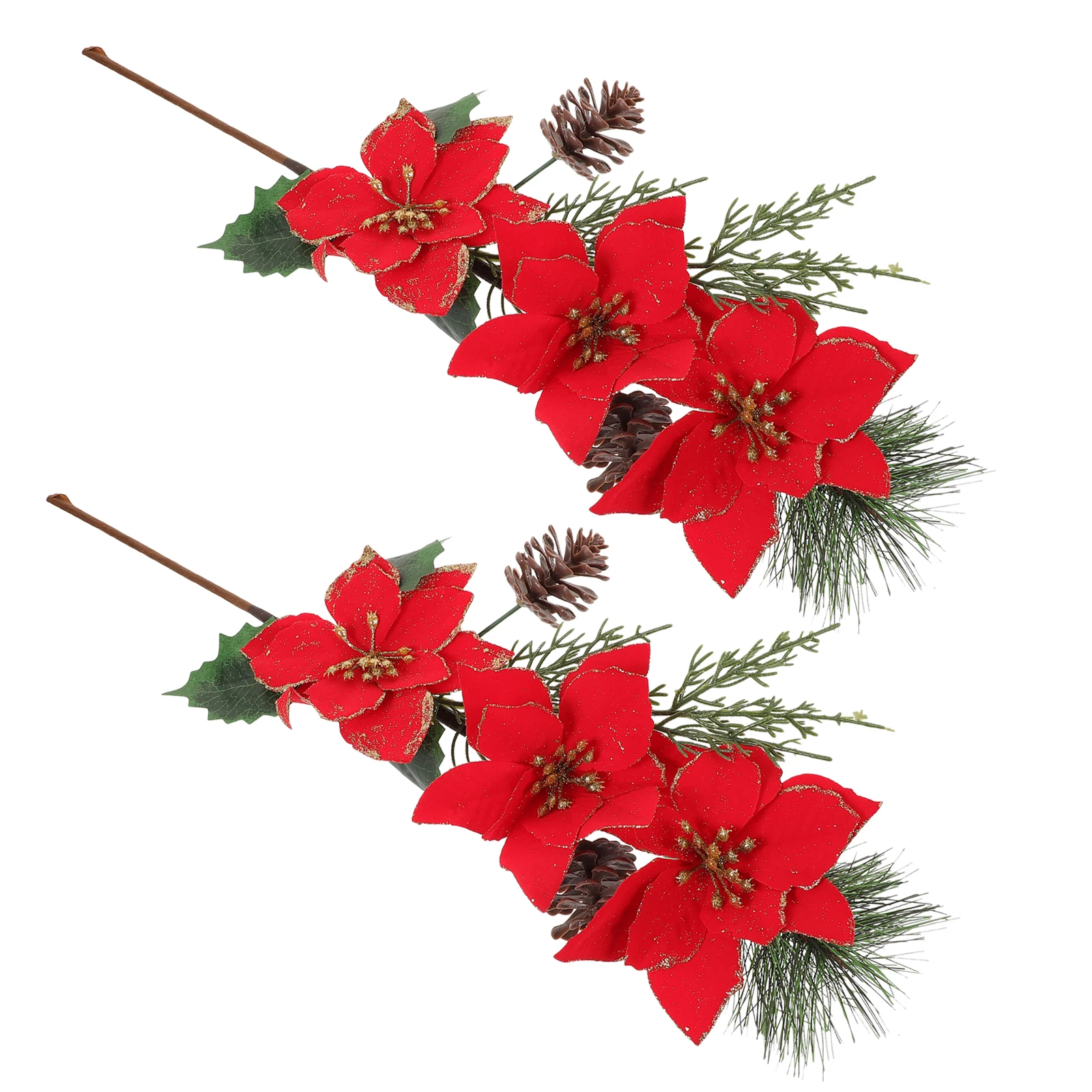 

2 Pcs Christmas Flower Decoration Stem Indoor Tree Decorations Branches for Holiday Stems Halloween