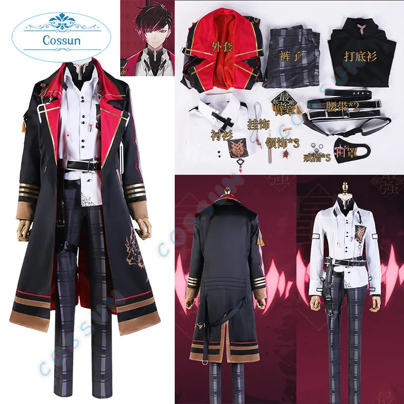 Vtuber EN Seventh XSOLEIL Ver Vermillion Cosplay Costume Halloween Game Suit Women Men Outfits Wig