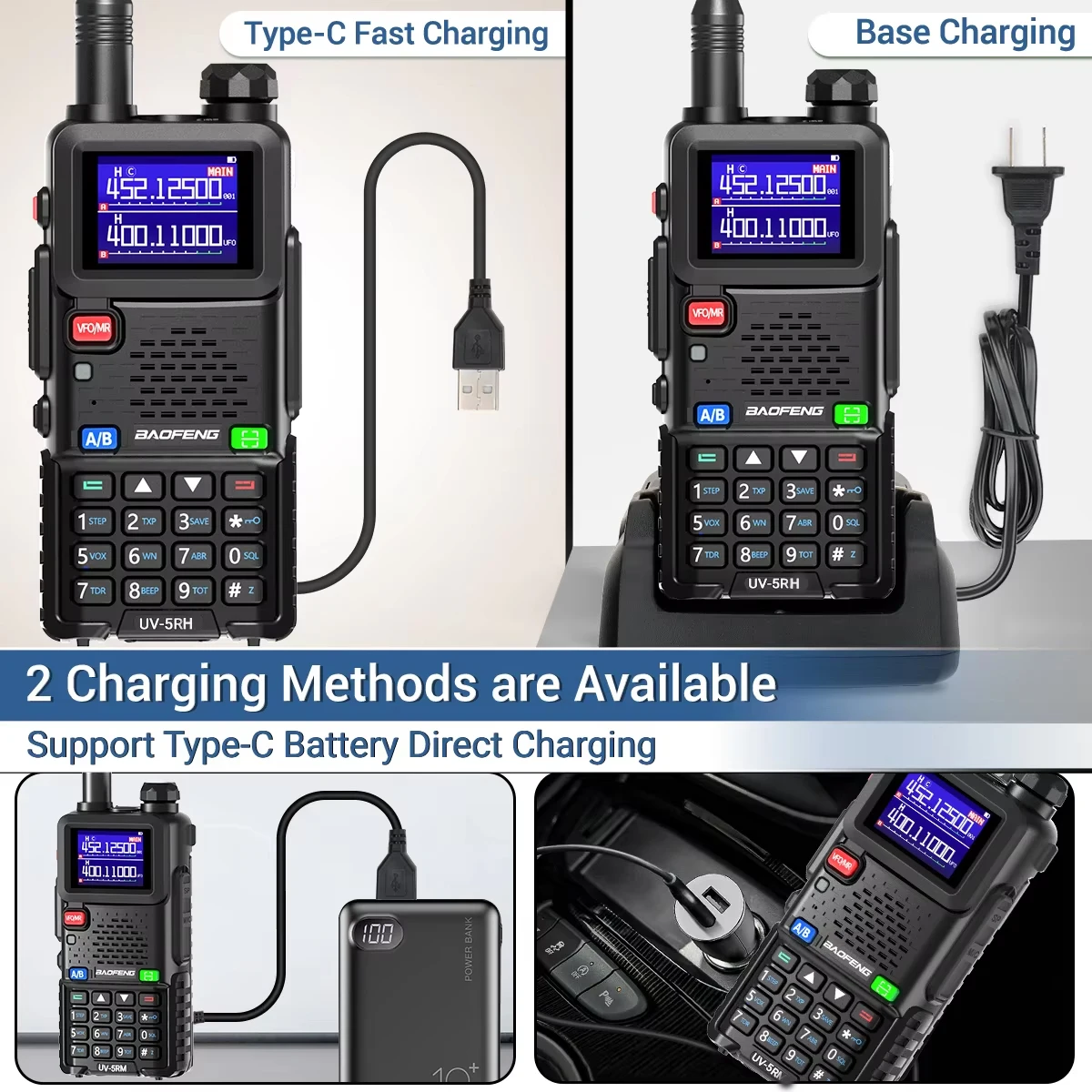 Baofeng UV-5RH 10W Walkie Talkie Six Band Wirless Copy Frequency Type-C Charger Upgraded UV 5R Transceiver Ham Two Way Radio