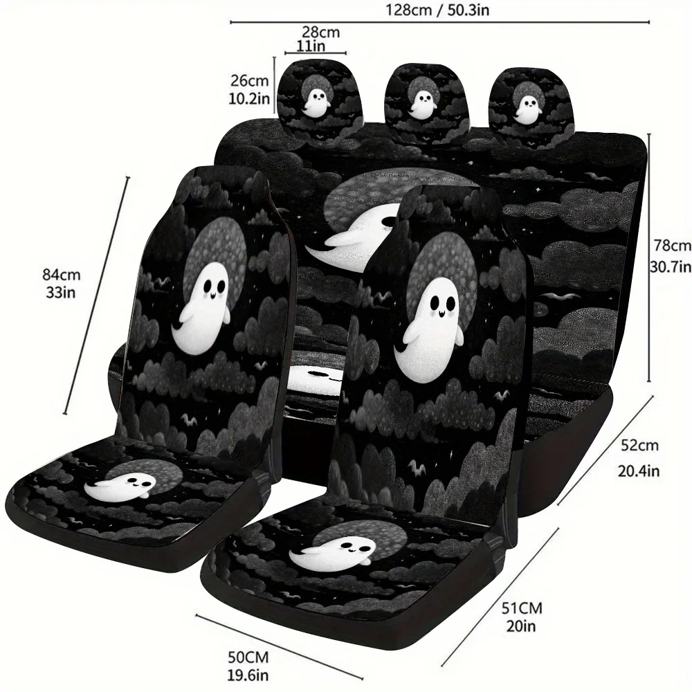 Cute Flying In The Night Sky Theme Car Seat Cover Set. Suitable For Most Cars, This Fashionable And Trendy Decorative Car Seat C