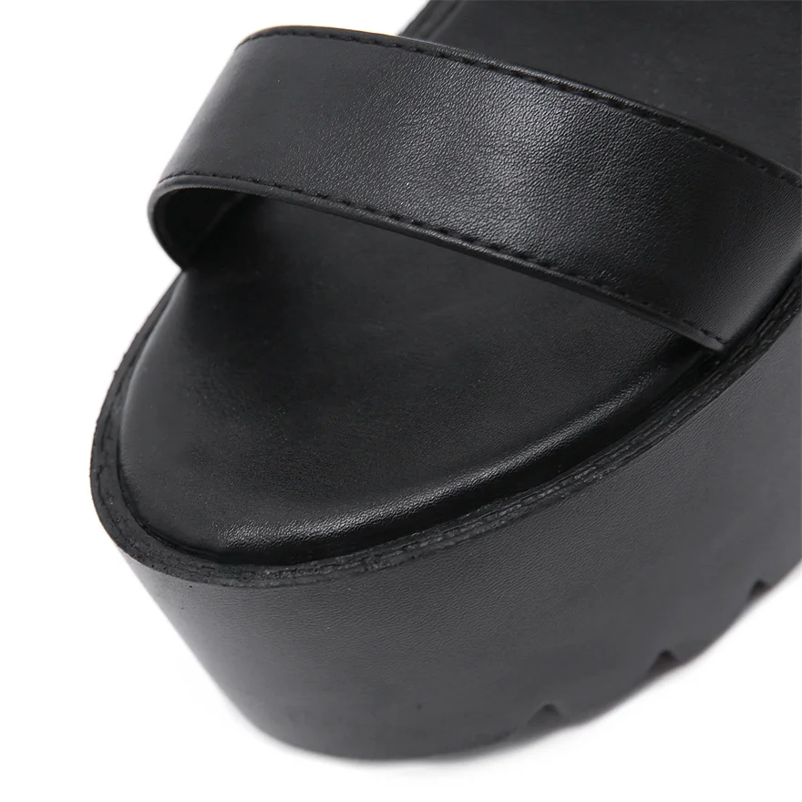 Big Size 34-43 Super High Heels 14cm Roman Sandals Women 2024 Summer PU Leather Platform Ladies Casual Chunky Heel Buckle Shoes