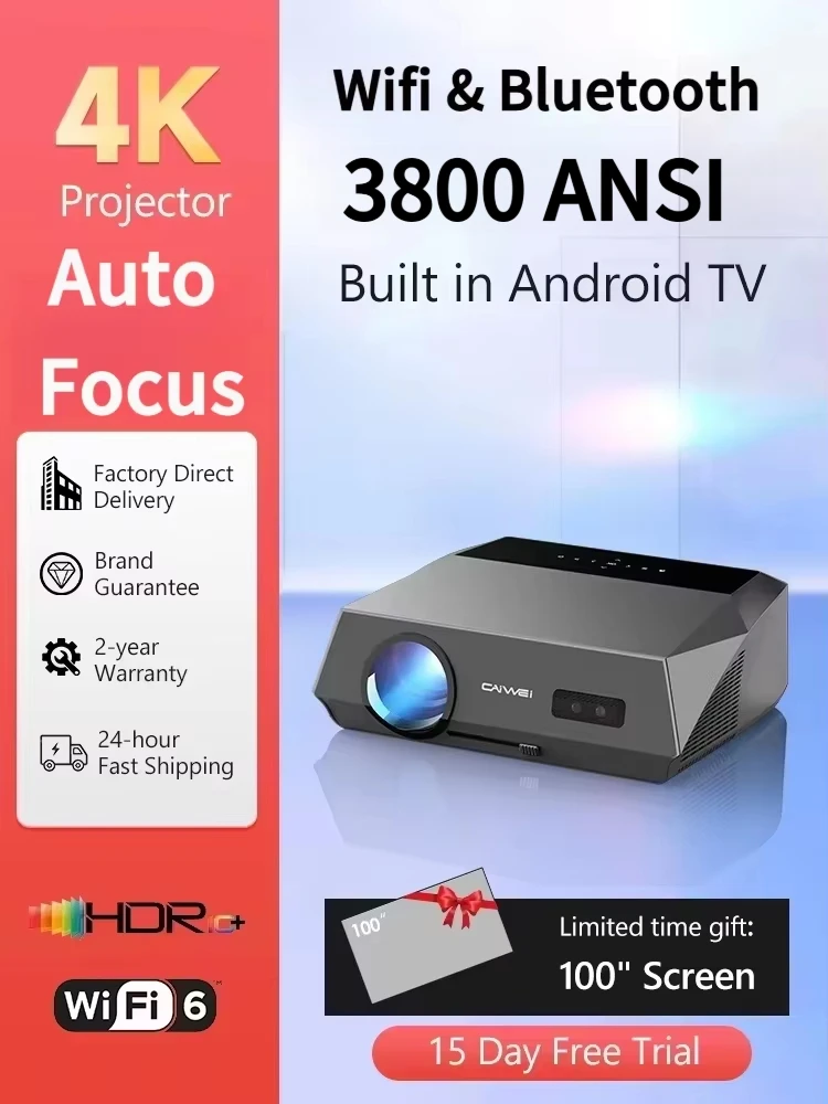 3500 ANSI 4K projektor filmowy auto focus keystone korekcja kina domowego 2.4 + 5G wifi bluetooth 1080P full hd HDR10 inteligent — zdjęcie 2