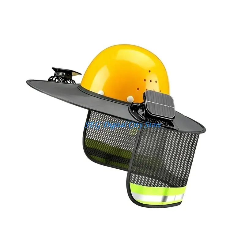 U75B Sun Shade Safety Hard Hat Neck Cover Helmets Reflective Hat Brim with Solar Fan