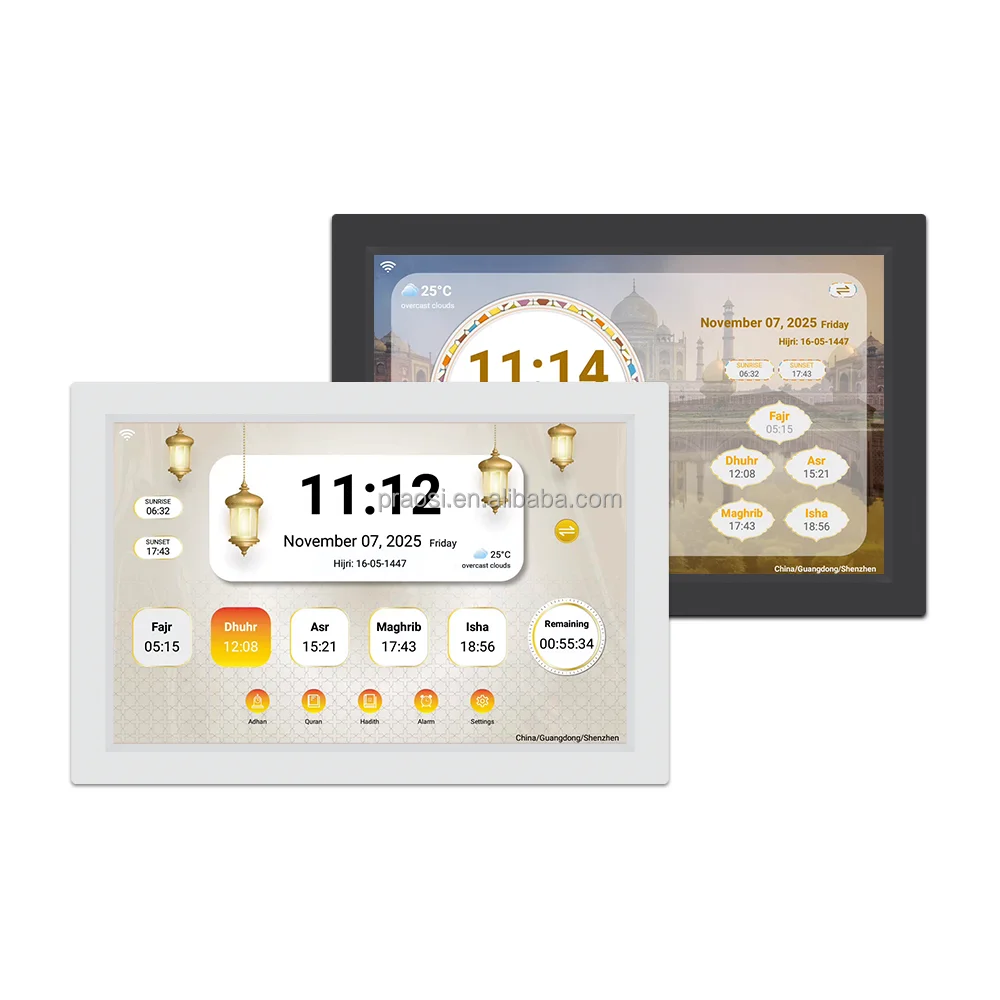 Private design 10 inch digital calendar day clock Android wireless Islamic Azan clock multilingual