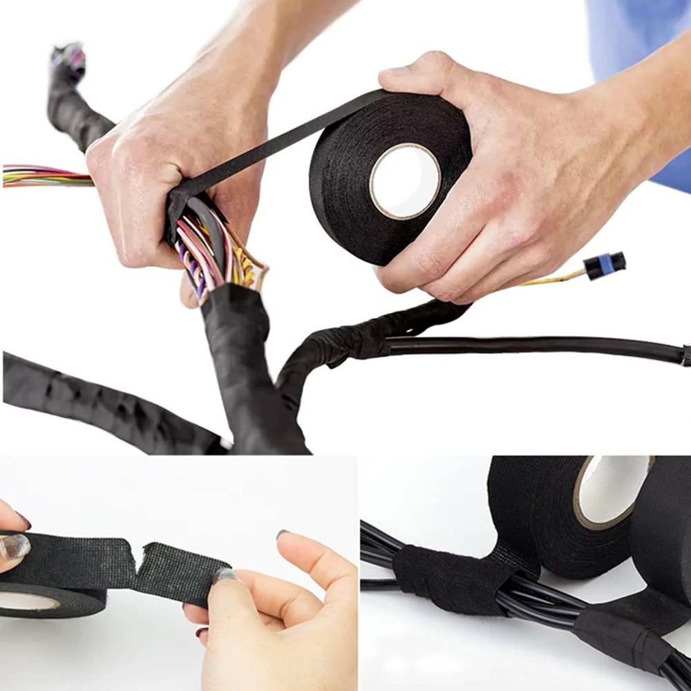 

Car Electrical Tape Heat Resistant Harness Tape Adhesive Cloth Tape Waterproof Tape Insulating Automotive Fabric Cloth Tape