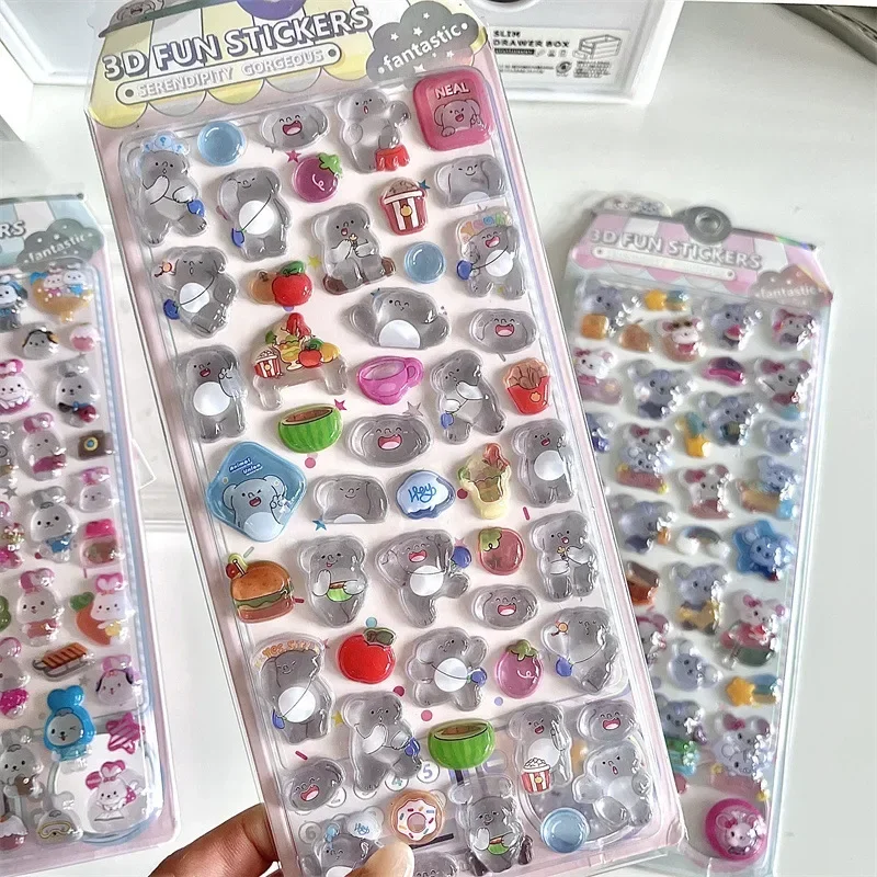 Cartoon 3D Relief Sticker Crystal Diamond Jelly Stickers Student DIY Handbook Scrapbook Stickers Phone Case Decoration view 6