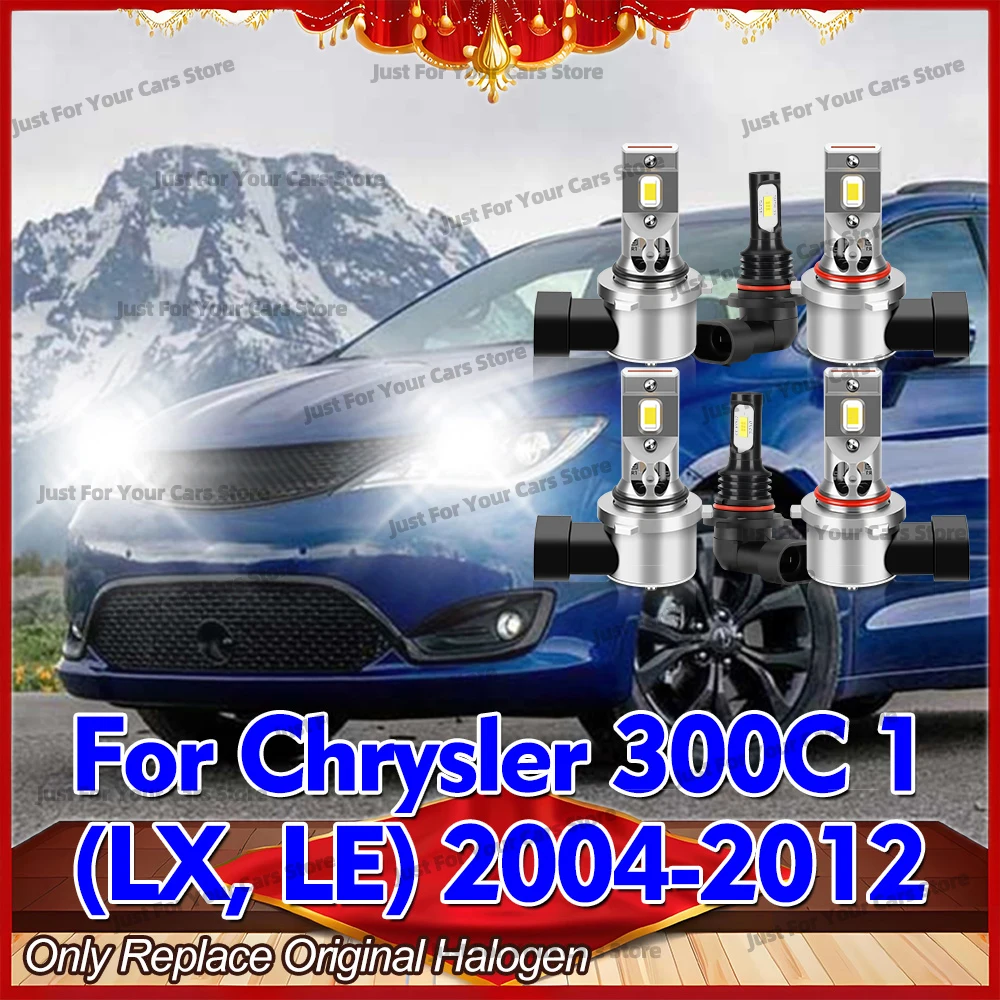 2/6x LED Headlights 6000K Fog Lamps For Chrysler 300C (LX LE) 2004 2005 2006 2007 2008 2009 2010 2011 2012 High Low Beam 30000LM