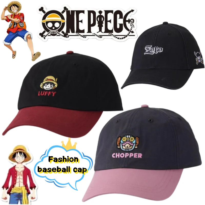 

New One Piece Roronoa Zoro Tony Tony Chopper Fashion Embroidered Color-Blocked Baseball Cap Outdoor Sun Protection Duckbill Hat