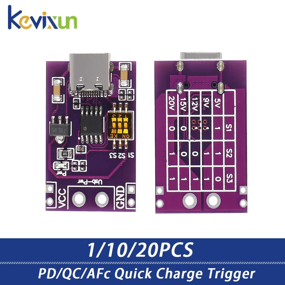 

Type-C QC AFC PD2.0 PD3.0 to DC Spoof Scam Fast Charge Trigger Polling Detector USB-PD Notebook Power Supply Change Board Module