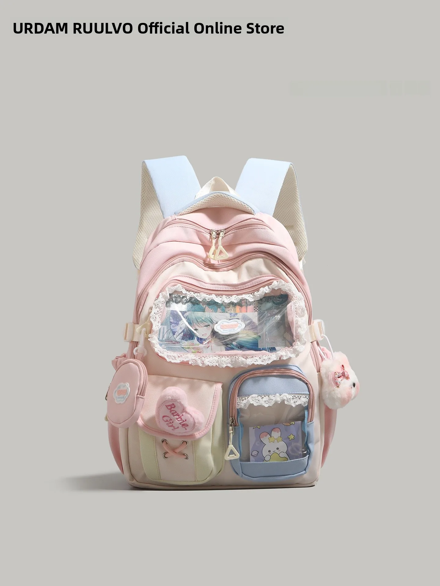 

UR Dopane Large Capaci Dual oulder Women's Bapa Cute Student Bookbag High Aesthetic Contrast Color Casual Simple S...