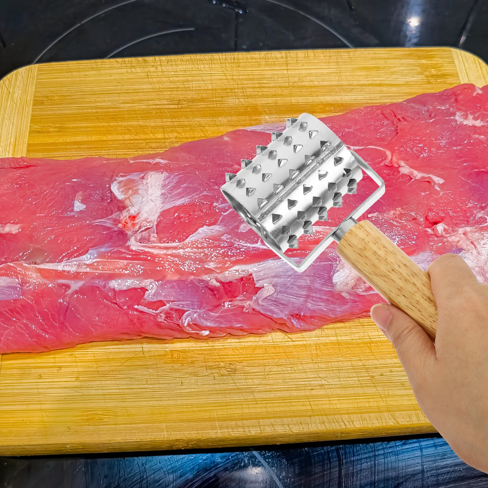 

Stainless Steel Meat Hammer With Spikes Tenderizer For Chicken Pork Beef Tough Cuts Dishwasher Safe Hanging Hook