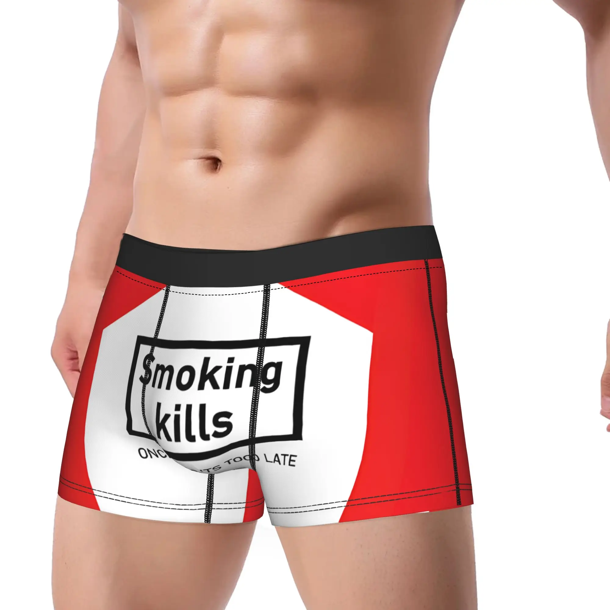 1piece Smoking Kills Cigarettes Tabacco Health Care  Underpants Breathbale Panties Male Underwear Print Shorts