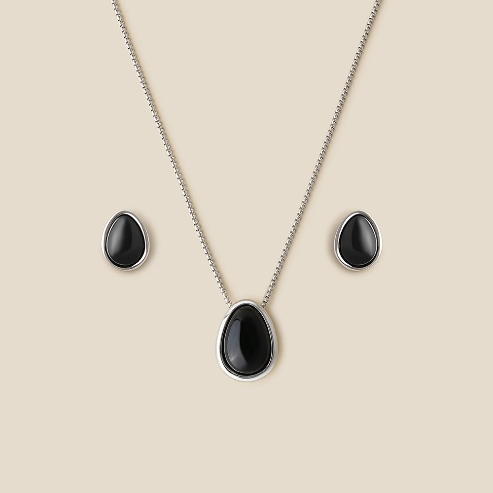 

AB/ Zinc alloy natural agate Oval drop design Fashion simple casual women's jewelry set earrings necklace