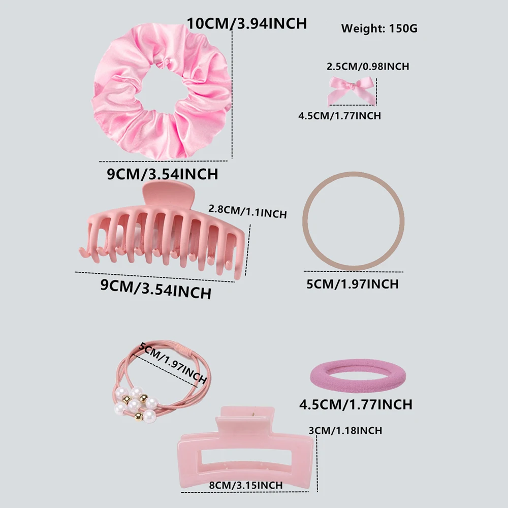 1 Set Pink Hair Accessories Set For Women Girls Hair Claw Hair Tie,Hair Scrunchies Rubber Band For Hair Fashion Hair Accessories