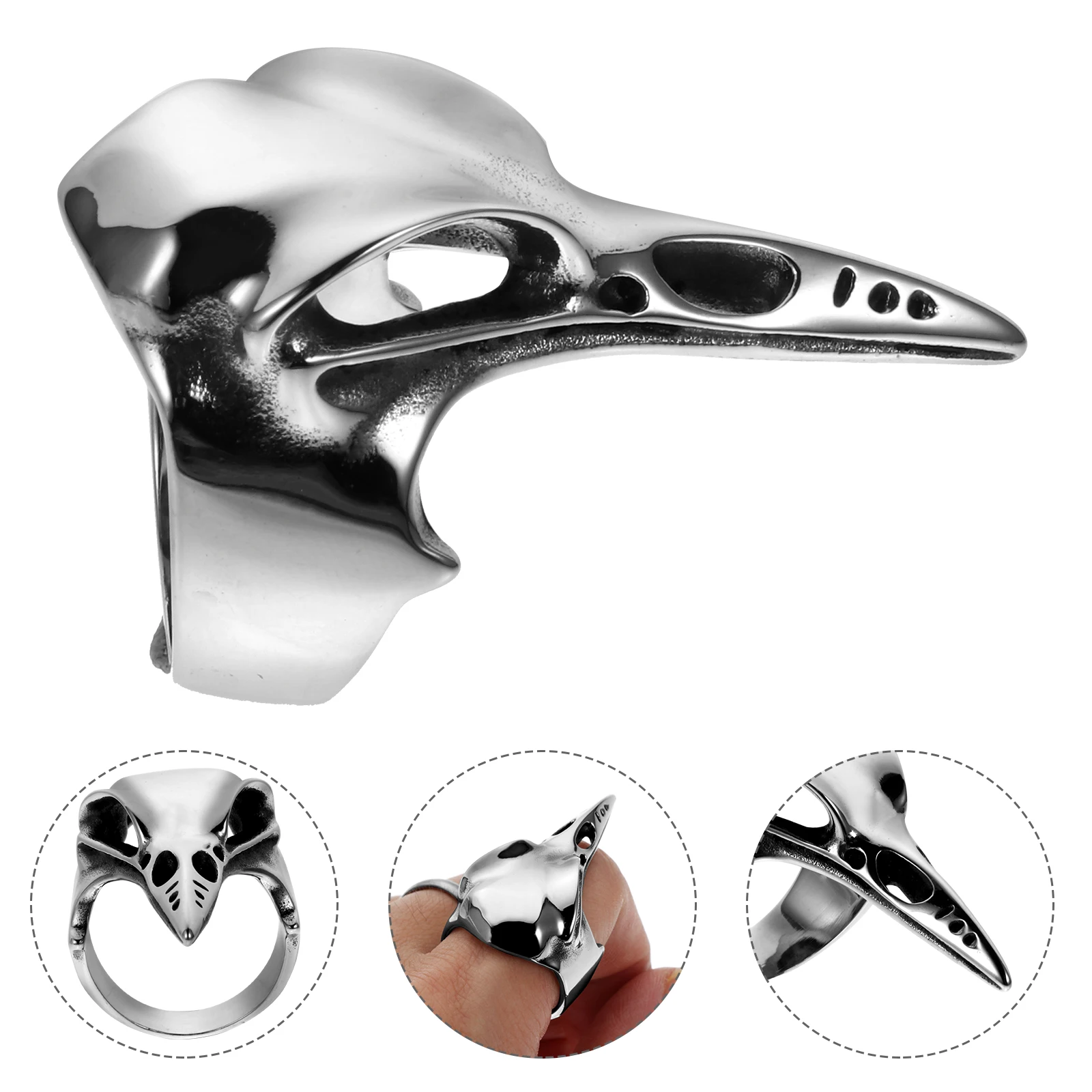 

Skull Ring Finger Jewelry Decor The Decoration Funny Stainless Steel Novel Hair Segmentation