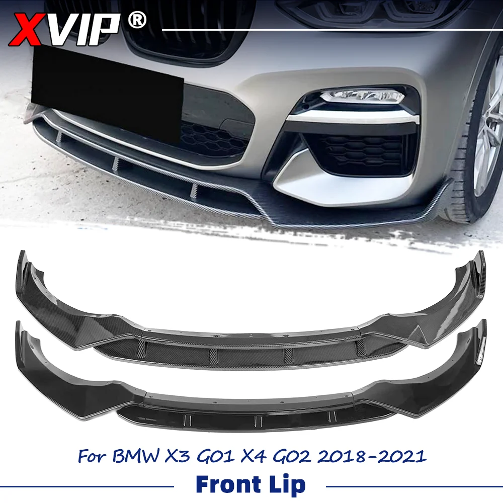 

Глянцевый карбоновый спойлер на передний бампер XVIP, черный, 3-секционный, в стиле Blackout, для BMW X3 G01 X4 G02 2018-2021