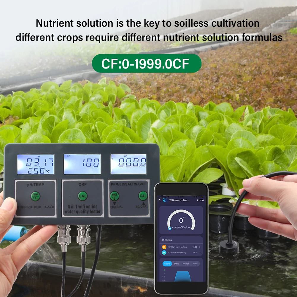 /Tuya /WiFi /8in1 Water Quality Tester For Multi Parameter Analyzer PH ORP SALT For CF Temp Monitor For Aquarium Pool Aquacultur