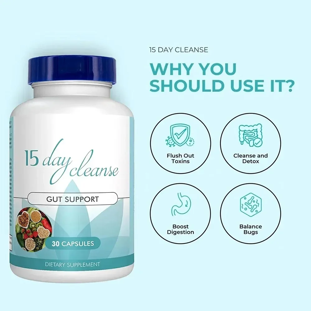 30 PCS Gut Health Supplements - Improve Digestive Comfort 15 Day Cleanse Detox Gut & Colon Support Capsules