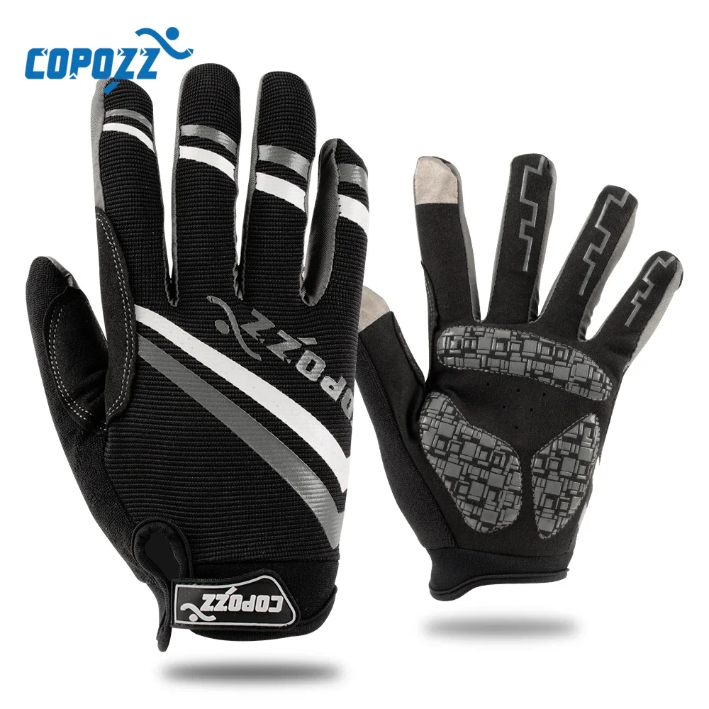 Copozz Gel Full Finger Touch Screen Cycling Gloves - Anti-Slip Shockproof Breathable MTB Sport Bicycle Gloves