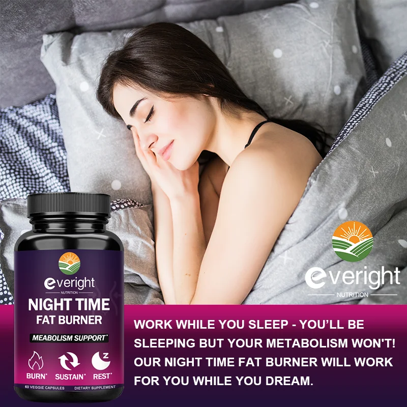 Night Time Fat Burner - Helps with metabolism, sleep quality, weight management and appetite control for Men and Women