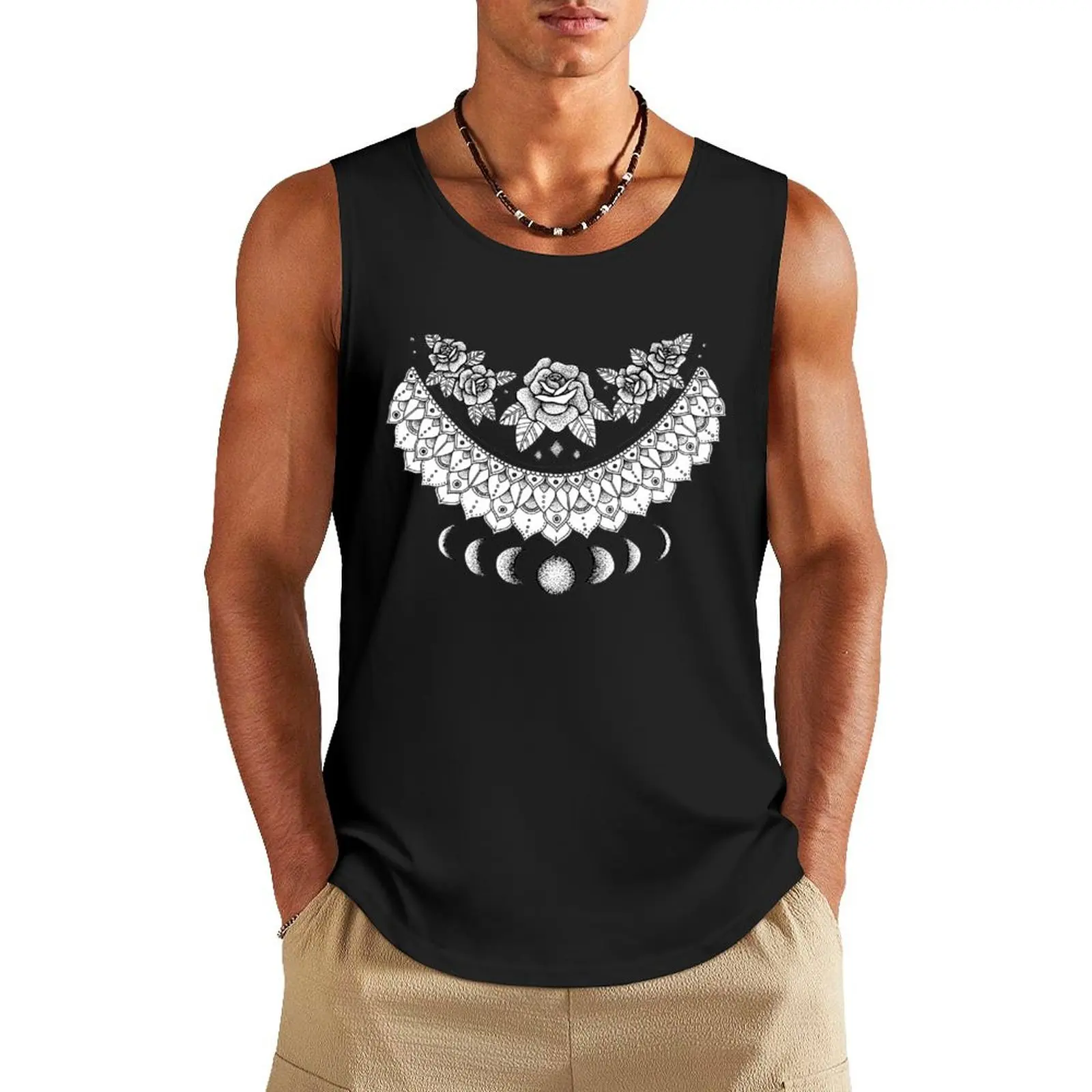 Lunar Floral Mandala Tank Top gym clothing men summer clothes men 2024 training weight vest
