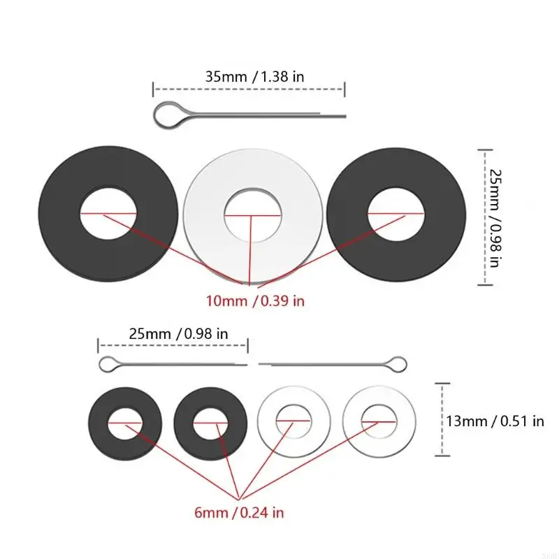 X6HF مجموعة حشوات الدراجات النارية المضادة للحشرجة من الفولاذ المقاوم للصدأ تمنع الاهتزاز #6