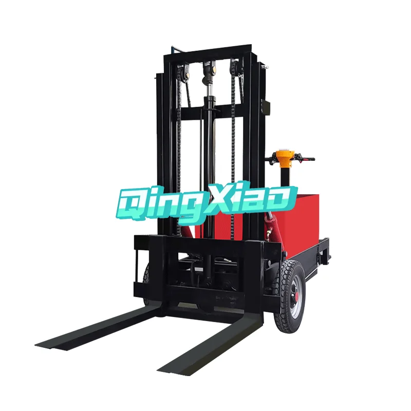 Portable Mini Semi-Electric Forklift Small Self-Load Lifting Stacker Manual Lifting CE ISO 500KG Capacity Easy Operate Warehouse