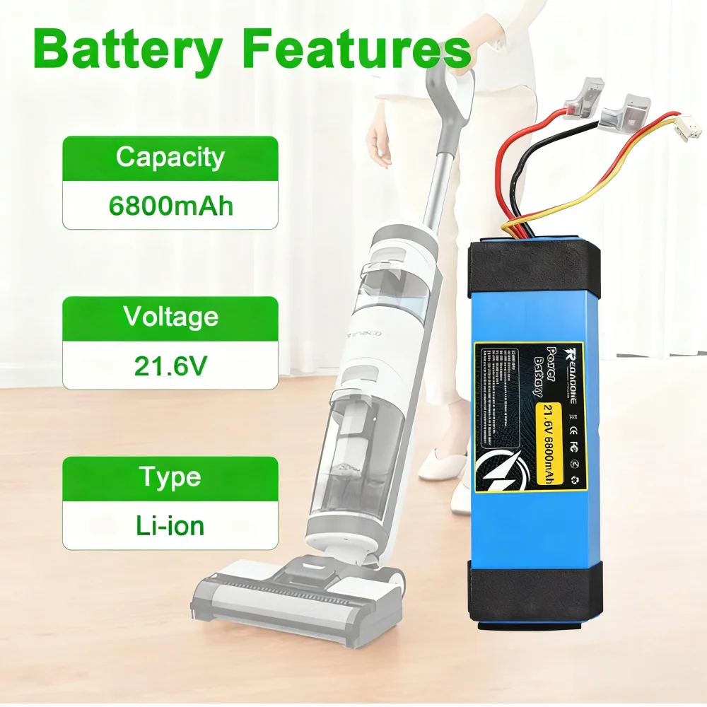 

Li-Ion Battery 21.6V 56800mAh for Tineco Floor One 1.0 FW25M-01 FW25W-01 Floor Cleaning Battery,Replacement Battery.