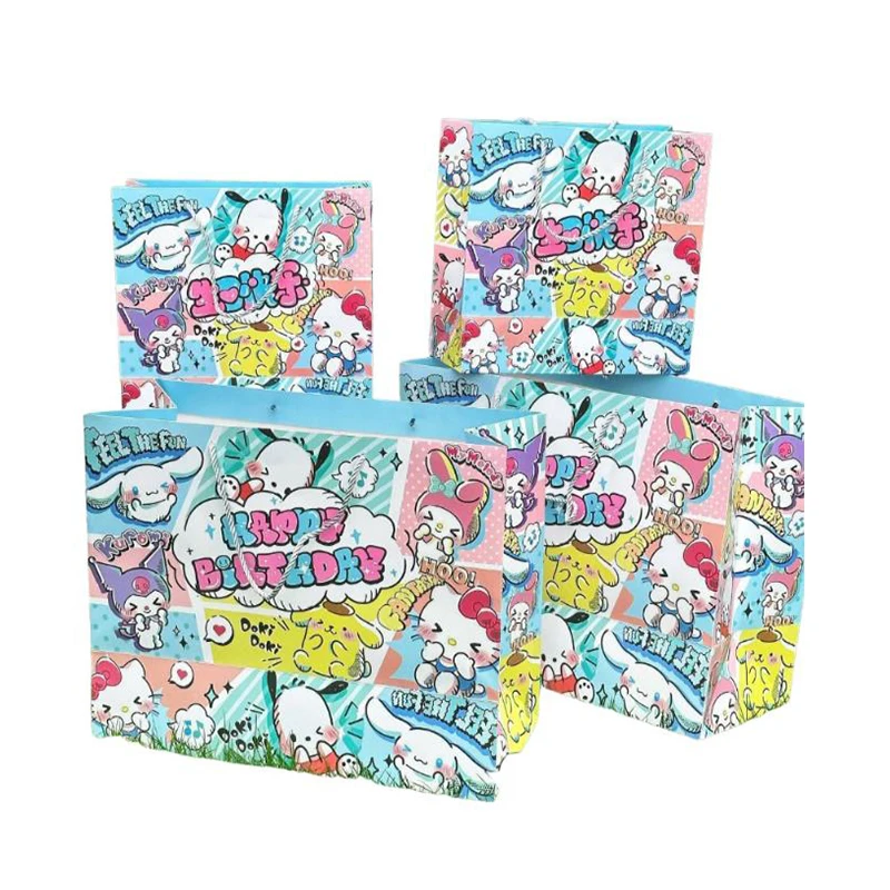 Sanrio Hello Kitty Cinnamoroll Anime Kawaii Large Capacity Gift Bag Cute Cartoon Cardstock Blessing Handbag Birthday Toys Girls