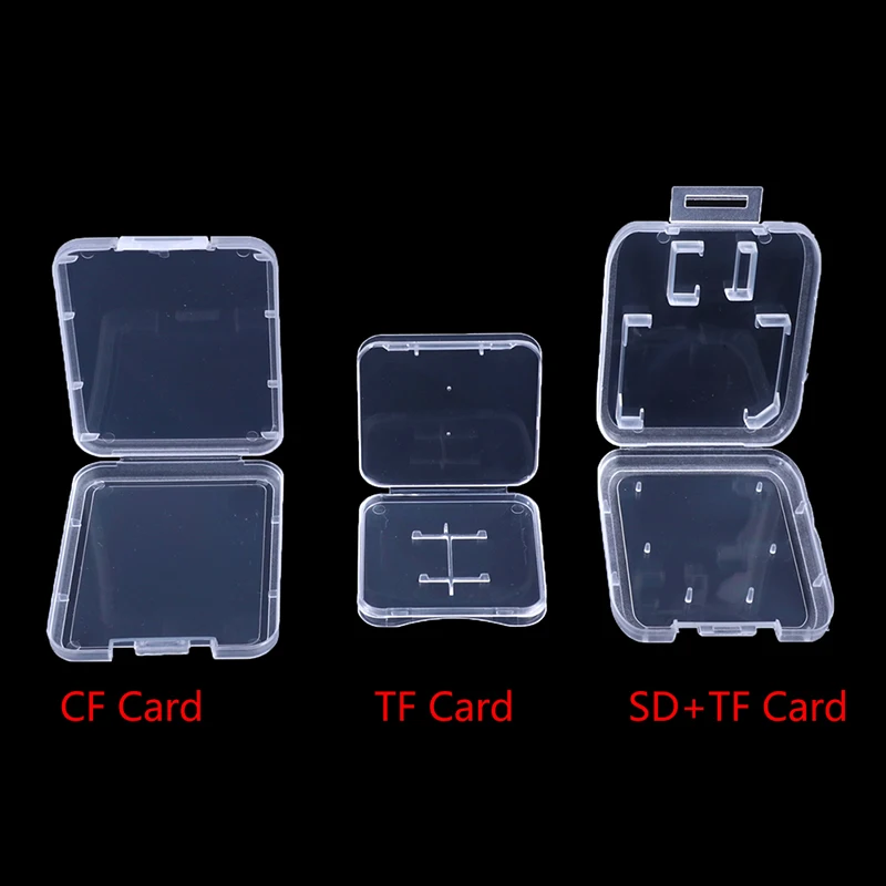 10Pcs Transparent SD TF CF Memory Card Storage Box Holder Box New Individual Protective Case Memory Card Clear Plastic Case