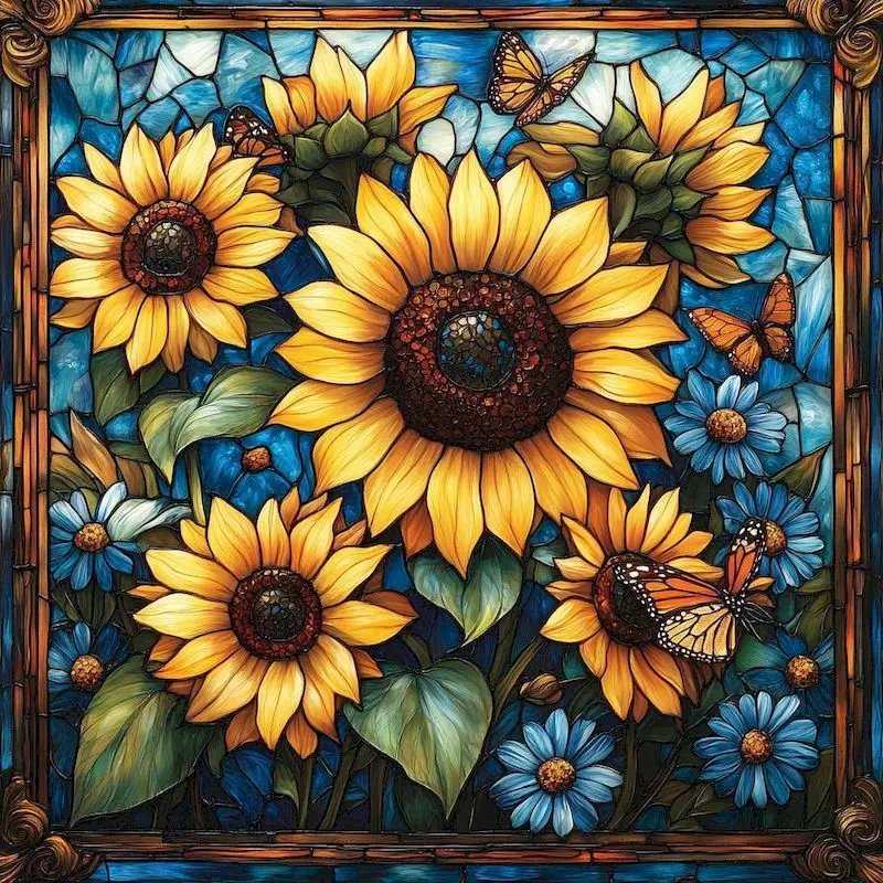 

GATYZTORY 5D DIY Diamond Painting Flower New Collection 2025 Mosaic Sunflower Picture Rhinestone Home Decor Gift